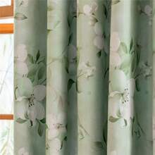 2pcs/Set Rose Flower Printed Blackout Window Curtain With Metal Grommets