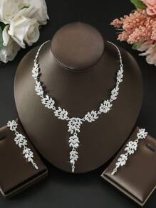 Luxury Rhinestone Fringe Bridal Necklace Earrings Set, Sexy Alloy Jewelry With Sparkling Rhinestones For Parties And Holidays, Thanksgiving Elegant Accessories For Women - Two-Piece Set