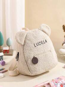 1pc Customized Name Teddy Bear Backpack, Unisex Embroidered Student Backpack, Customized Embroidered Bag, Preschool Backpack, Zipper Bag, Teddy Bear Bag, Plush Doll Bag, Daypack, Travel Bag, Cute Teddy Bear Design, Cartoon Zipper Pocket, Lightweight, Student Lightweight Backpack, Waterproof Cute & Practical Student Backpack, Large Capacity & Multi-Pocket Design, Portable, Colorful, Cute, Suitable As Birthday Gift, Holiday Gift, Commemorative Gift For Family, Friends,New Year Glamour - Multicolor - View 7