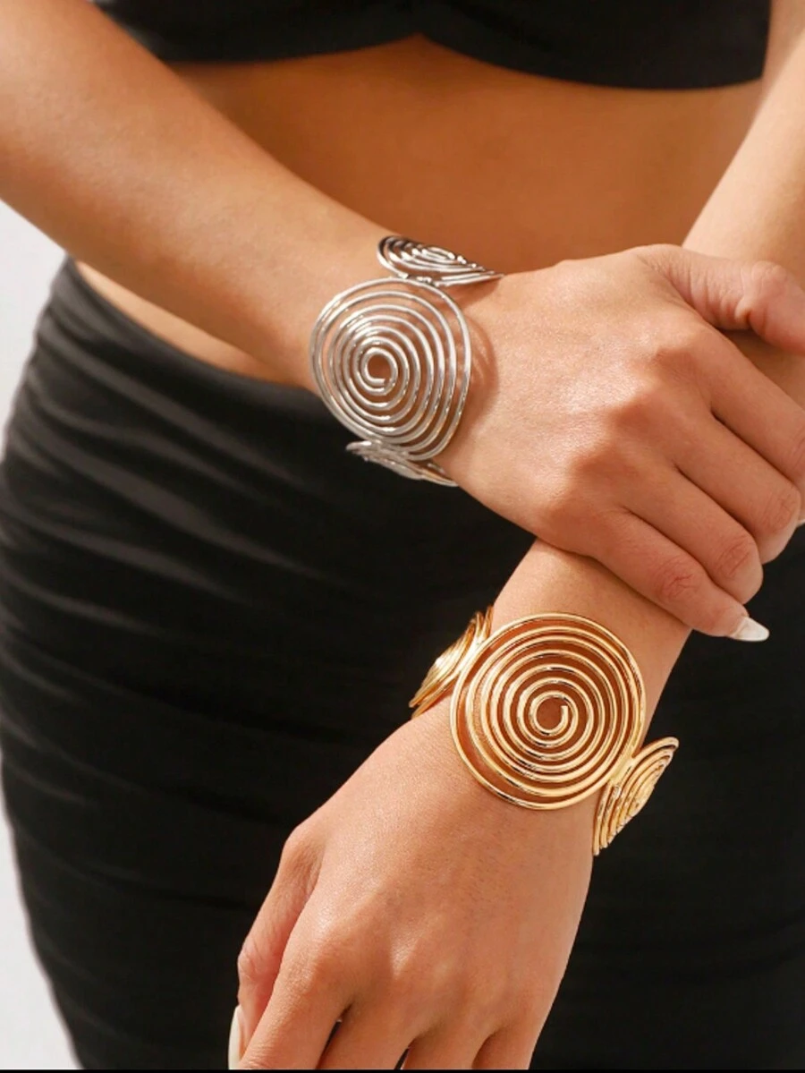 时尚螺旋金属手链，可调节，适合女性 - 手鐲 - 查看 1