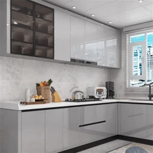 1 Roll Of Marble Wall Stickers Glossy Vinyl Stickers That Are Peeled Off And Pasted PVC Kitchen Stickers Suitable For Home Decoration Living Room Bedroom Renovation Decoration Wall Paper Waterproof And Oil-Proof Wallpaper - Light Grey - View 3