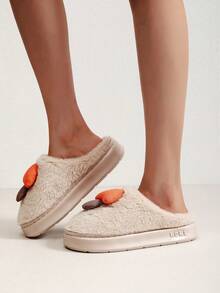 Dép đi trong nhà chống trượt đế dày lót nhiệt mùa đông cho nữ - Màu Khaki - Xem 5