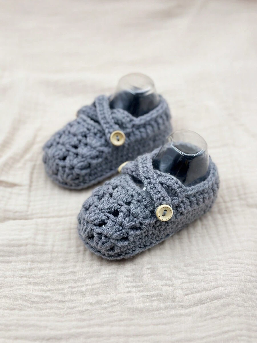 1 双婴儿蝴蝶结针织软底室内防滑幼儿袜子/鞋子 - 灰色 - 查看 1