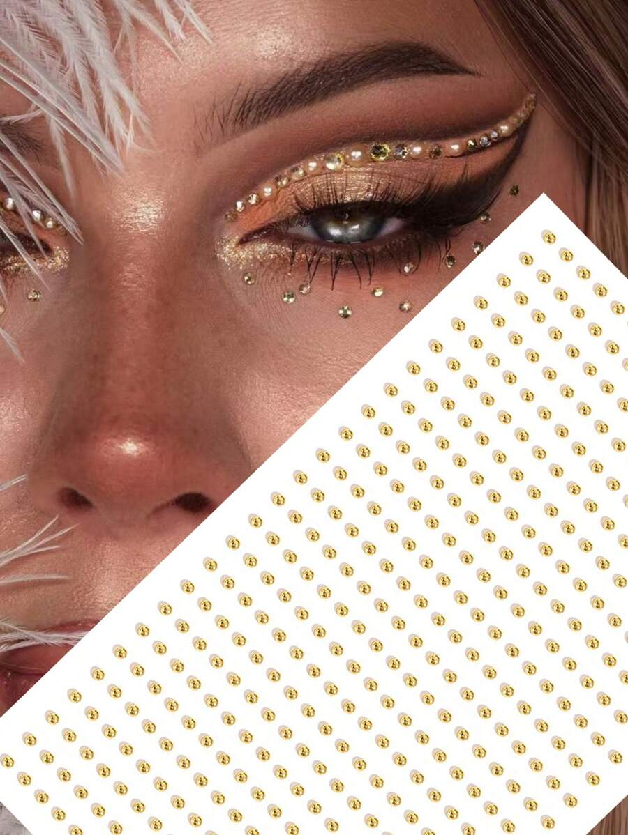 2mm Gold Face Jewels, Hair Jewels, Eyebrow Jewels, Diamond Stickers - Gold - View 1