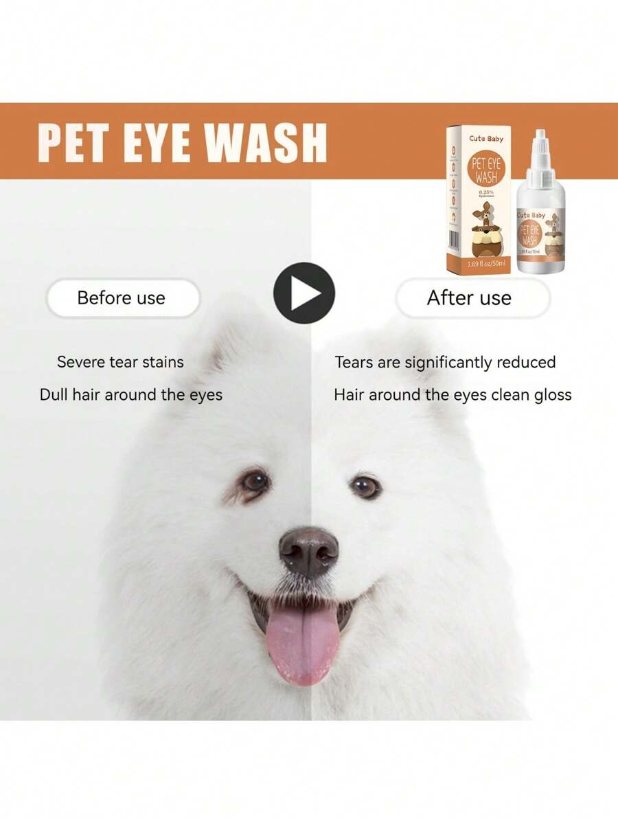 Pet Cat Eye Drops, Dog Tear Stain Remover Eye Wash Liquid, Gentle