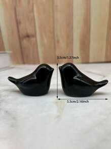 2 件/套树脂装饰工艺品，创意鸟类设计家居装饰品最佳礼物 - 黑色 - 查看 12