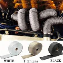Exhaust Heat Wrap Roll Exhaust Pipe High Temperature Resistant Cloth For Car Motorcycle Fiberglass Heat Shield Tape With Stainless Ties-10M - 10M - View 2