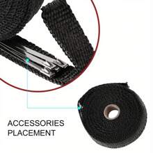 Exhaust Heat Wrap Roll Exhaust Pipe High Temperature Resistant Cloth For Car Motorcycle Fiberglass Heat Shield Tape With Stainless Ties-10M - 10M - View 7