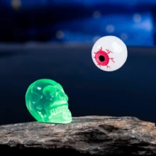 12 件装夜光多色骷髅眼珠形 ABS 塑料装饰配件，半透明装饰 DIY 万圣节用品 - 眼睛+骷髏 - 查看 3