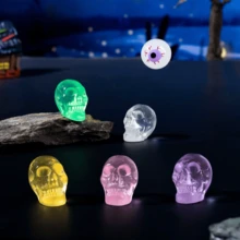 12 件装夜光多色骷髅眼珠形 ABS 塑料装饰配件，半透明装饰 DIY 万圣节用品 - 眼睛+骷髏 - 查看 5