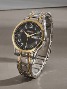 SUNLIFEX Business Casual Men's Wrist Watch, High-End Fashion, Elegant & Minimalist Design With Calendar Function, Water Resistant Quartz Movement, Comes With A Watch Gift Box And An Adjustable Strap