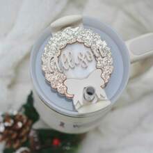 圣诞花环铭牌盖子装饰节日配饰个性化玻璃杯铭牌金色红色闪光 40 或 30 盎司 - 彩色 - 查看 5