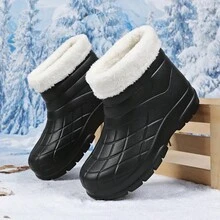 Giày bốt đi tuyết chống trượt cho nữ, Giày bốt mùa đông cao đến giữa bắp chân chống thấm nước, Trang phục ngoài trời, Phong cách cho các cặp đôi - màu đen - Xem 7