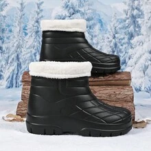 Giày bốt đi tuyết chống trượt cho nữ, Giày bốt mùa đông cao đến giữa bắp chân chống thấm nước, Trang phục ngoài trời, Phong cách cho các cặp đôi - màu đen - Xem 10