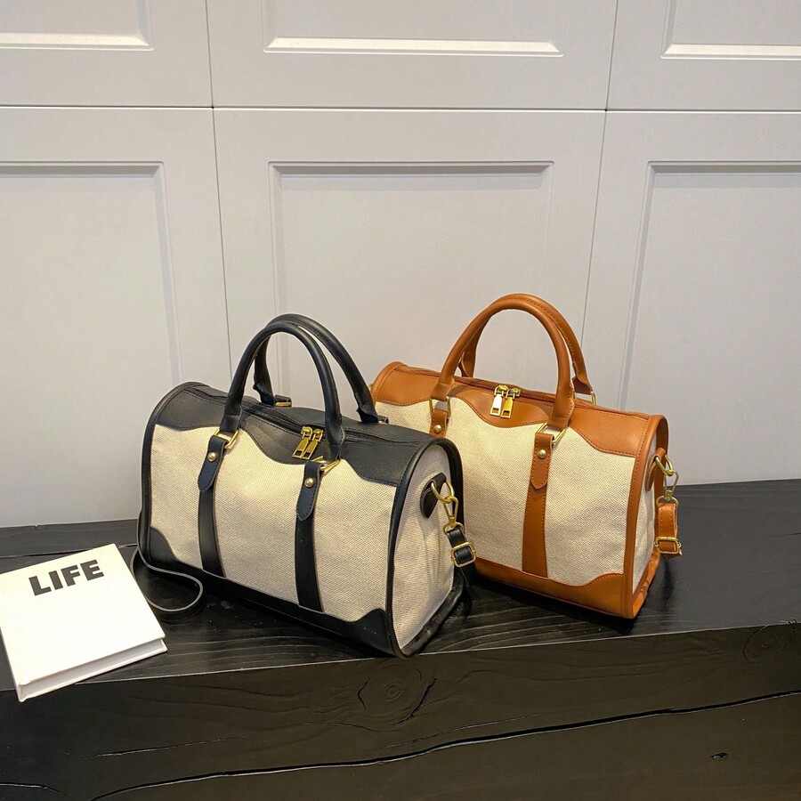 1pc Men PU Leather Handbag, Fashion Tote Commuter Bag, Can Be Carried