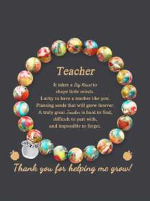 1PC Valentine's Day Gift Teacher, Christmas Gift For Teacher Women, Teacher Appreciation Gifts, Graduation Gifts For Teacher Natural Stone Apple Bracelet Gifts, Beads Bracelets For Teacher's Day, Mom, Mother, Mother's Day, Gift