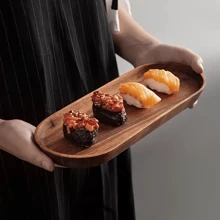 1/2/3 piezas Bandeja de madera de acacia, bandeja para desayuno, bandeja para comedor/cocina, bandeja para frutas, bandeja para café, bandeja para té, bandeja para aperitivos, pieza decorativa para la sala de estar, adecuada para hoteles, restaurantes, hogares, fiestas, Acción de Gracias, Navidad, Año Nuevo, bandeja multiusos para exteriores