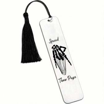1pc Stainless Steel Fun Bookmark Black Tassel Metal Bookmark Artistic Style Laser Engraving Gift For Reading Lovers,School Supplies,Back To School