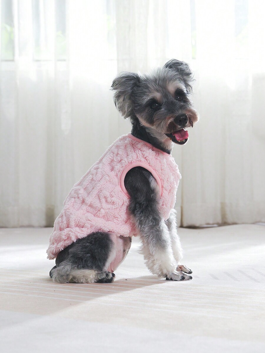 HOLAPET 1pc Pet Sweatshirt With Heart Pattern And Fleece Lining, Pet