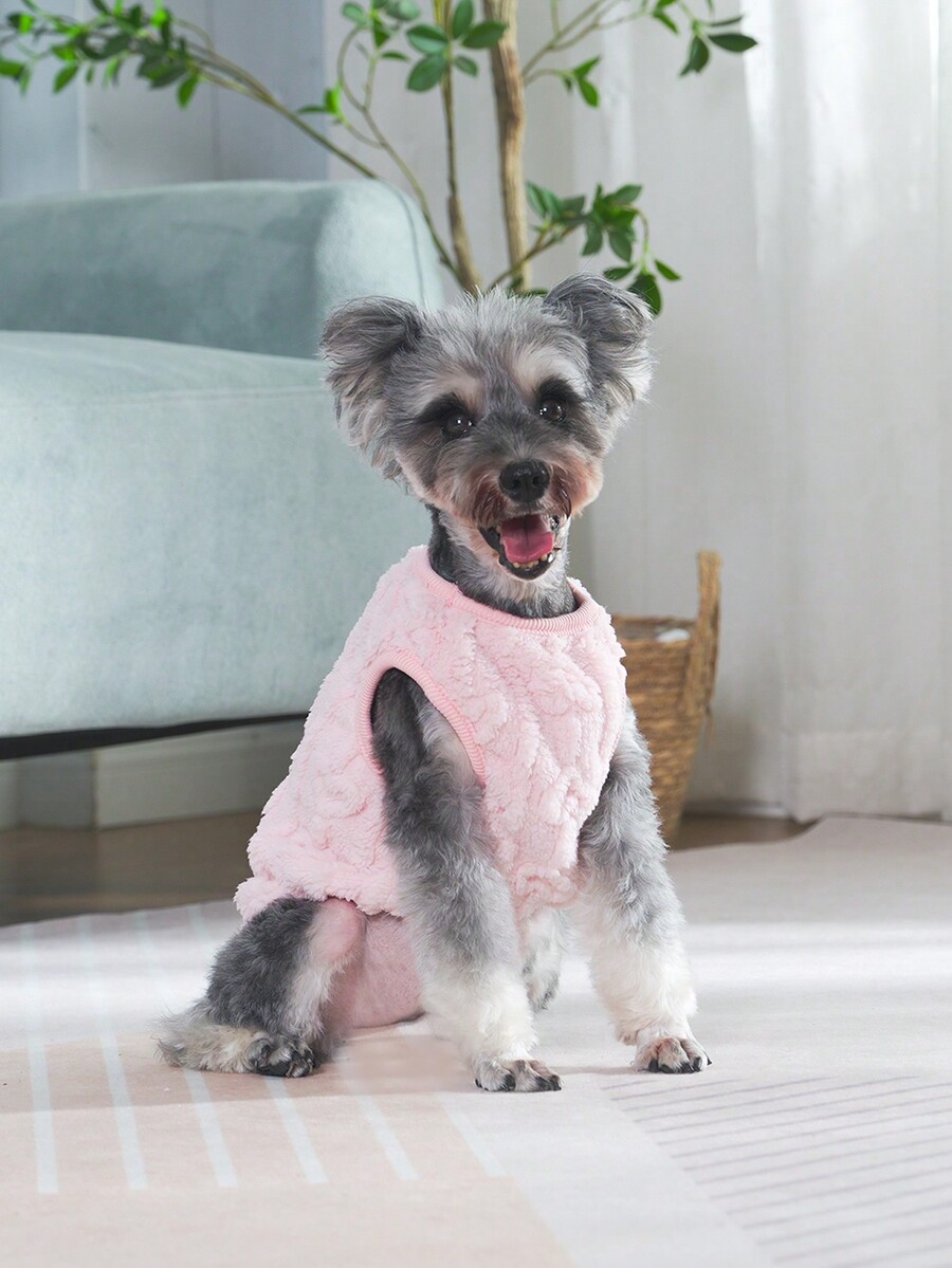 HOLAPET 1pc Pet Sweatshirt With Heart Pattern And Fleece Lining, Pet