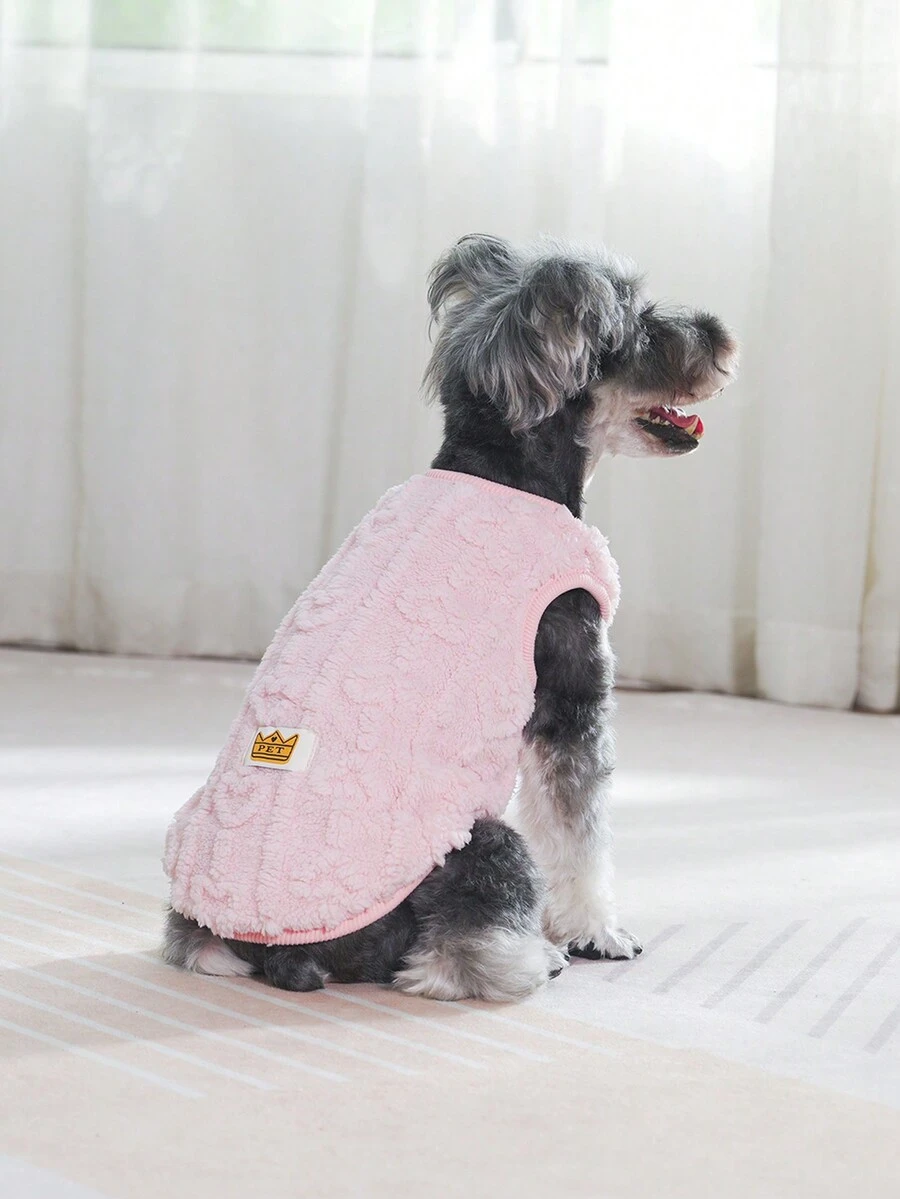 HOLAPET 1pc Pet Sweatshirt With Heart Pattern And Fleece Lining, Pet