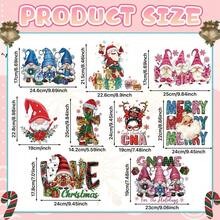 3 件/9 件圣诞节熨烫转印贴、可爱圣诞节熨烫补丁、乙烯基热转印贴纸，适用于衣服、包、枕套 DIY 装饰（格子风格） - 彩色 - 查看 3