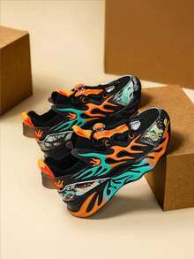 Giày thể thao thoáng khí Flame Knit dành cho bé trai và bé gái, giày thể thao đế mềm chống trượt thoải mái, nhẹ, có dây buộc, thích hợp cho bóng rổ, phù hợp với mọi mùa - trái cam - Xem 8
