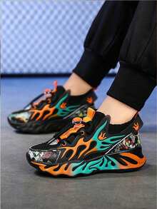 Giày thể thao thoáng khí Flame Knit dành cho bé trai và bé gái, giày thể thao đế mềm chống trượt thoải mái, nhẹ, có dây buộc, thích hợp cho bóng rổ, phù hợp với mọi mùa - trái cam - Xem 7