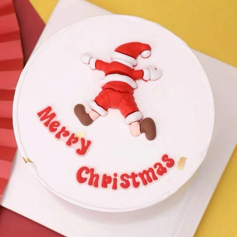 1 bộ đồ trang trí bánh sinh nhật ông già Noel giáng sinh, đồ trang trí bánh mềm để nướng - Nhiều màu - Xem 1