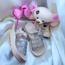Kit 2 Pairs Of Lupita Children's Glitter Sandals Stylish Girl Birken Fashion Blogger! - Vàng - Xem 3