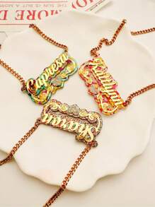 Vòng cổ tên Acrylic hai màu, Vòng cổ tùy chỉnh, Vòng cổ Acrylic, Vòng cổ cá nhân hóa, Quà tặng Giáng sinh - vàng - Xem 8