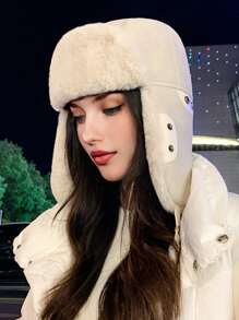 1pc Women Winter Plush Warm Trapper Hat, Unisex Earmuff Thicken Fleece Windproof Ski Mask Balaclava For Casual, Street, Outdoor Sports Such As Skiing, Cycling, Travel, Party, Daily Use - MM1703 - View 14