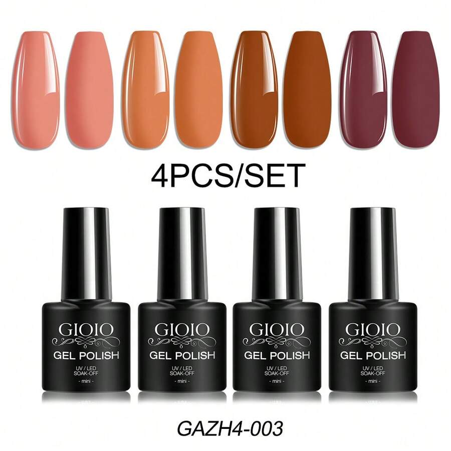 4Pcs Gel Nail Polish Set Semi Permanent Colorful Gel Polish Soak Off UV