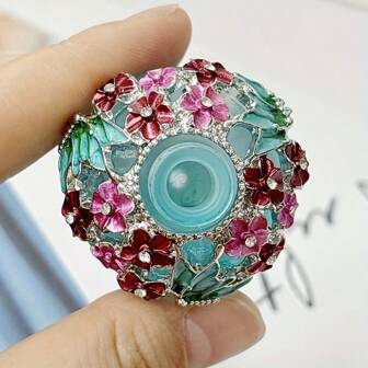 0.51 Oz Blue Butterfly Enamel Painting Glass Dropper Bottle, With Floral Decor, Refillable For Perfume & Essential Oil Storage, Portable & Reusable, Unscented, Home Decor Accessory (Bottle Only, No Fragrance)