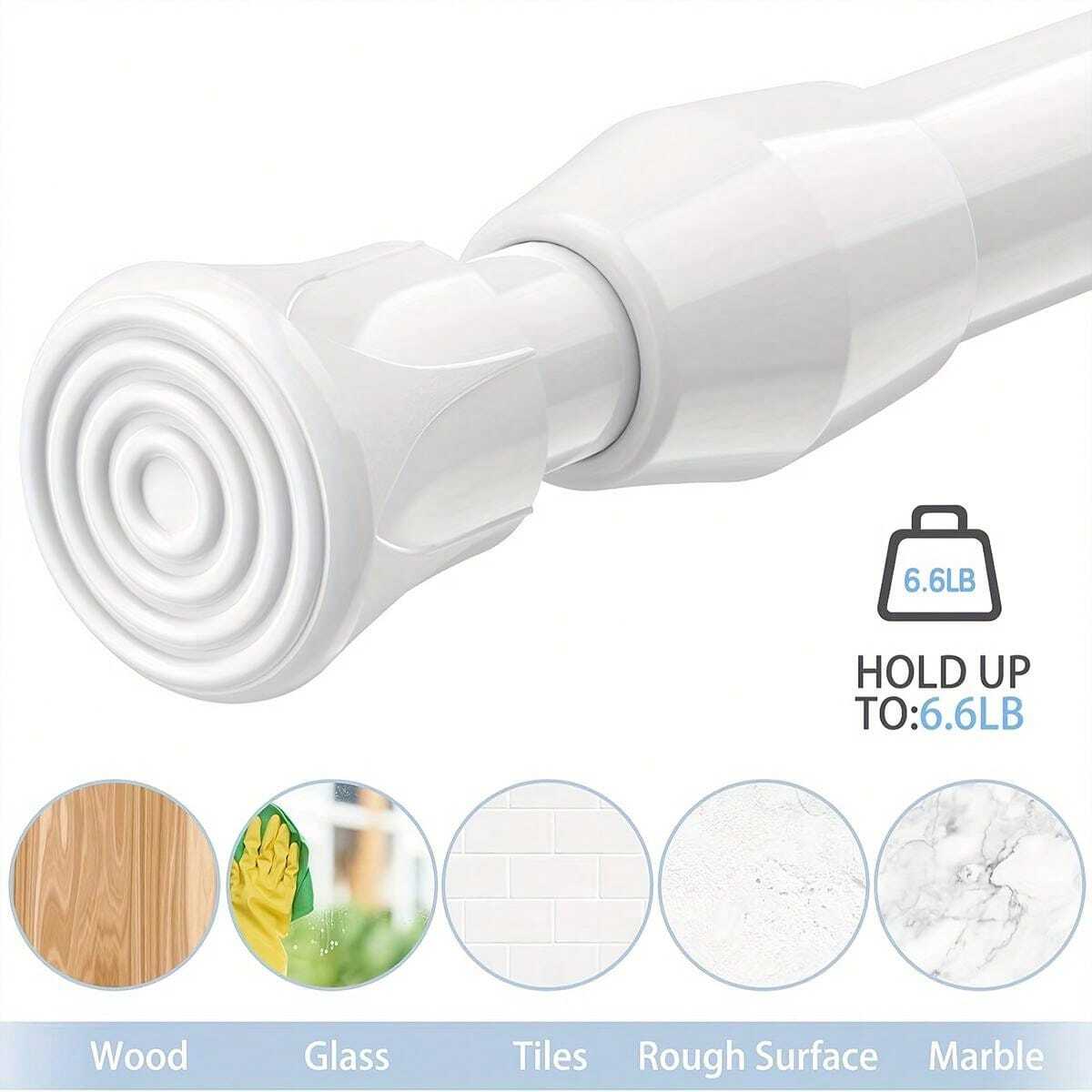 1pc Spring Loaded Curtain Rod, No Drilling Required, BuiltIn Spring
