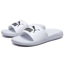 PUMA 男女款户外休闲拖鞋 轻便透气情侣鞋 居家凉鞋 395420-02 - 白-黑色 - 查看 2