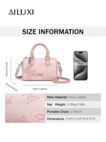 AILUXI 原创设计师可爱卡通几何图案手提包，轻质纯色波士顿包，带有蝴蝶、糖果、星星和花朵印花，时尚年轻女性单肩包，适合日常装扮、派对和旅行 6923 - 彩色 - 查看 8