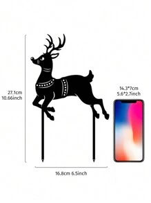 1 chiếc Cọc sân vườn nghệ thuật bằng sắt hình tuần lộc đen Giáng sinh sáng tạo, Cọc sân bằng kim loại hình hươu 8,8 inch, thích hợp để trang trí bãi cỏ sân vườn Giáng sinh - màu đen - Xem 3