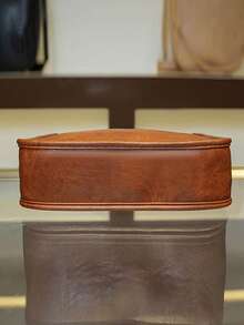 Dedoo Túi đeo chéo da PU phong cách cổ điển dành cho nữ - Họa tiết hình học, dây đeo có thể điều chỉnh, khóa kéo, có thể giặt bằng tay, lót polyester - Đen và nâu sẫm - màu nâu - Xem 8