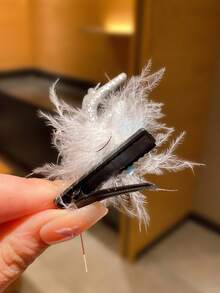 2 件女孩蓝色装饰白色蓬松鹿角发夹 - 彩色 - 查看 6