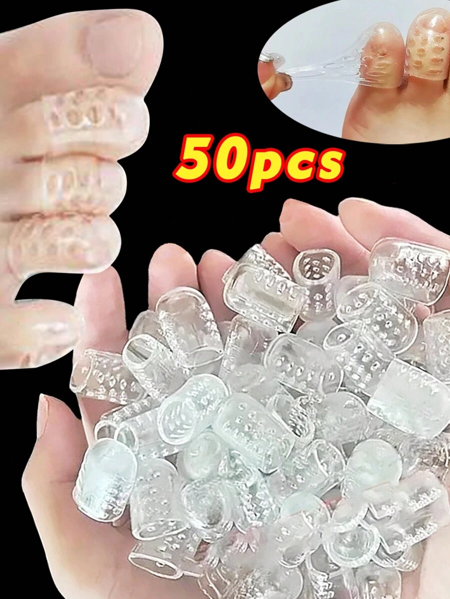 50 piezas/Paquete Protectores de dedos de los pies de silicona: Elásticos, anti-fricción, transpirables, a prueba de sudor, protegen eficazmente las uñas de los dedos de los pies, inodoros, talla grande cómodos para correr y caminar. Fundas de gel para los dedos de los pies, protectores de dedos de los pies de silicona anti-fricción, fundas transpirables para los dedos pequeños, unisex.