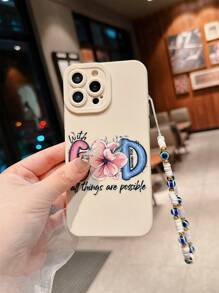 1 件白色眼睛字母印花苹果手机壳，适用于 iPhone 14 Pro，防摔 13/11，保护套适用于 iPhone 15 Pro Max，全覆盖花卉印花手机壳适用于 12/15 Pro/15、XR - 彩色 - 查看 5