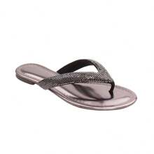 Women's Flat Rhinestone Comfortable Sandal Flip Flops Shiny Fashion Summer Delicate - màu đen - Xem 3