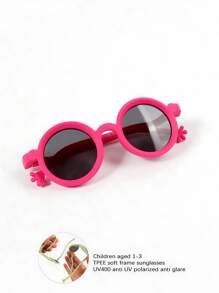 1pc 1-3 Years Old Baby Retro Round Frame Fashion Glasses, Fashionable Toddler Boys/Girls Impact-Resistant TPEE Comfortable Frame TAC Lenses - Polarized Round Frame Sunglasses - View 13