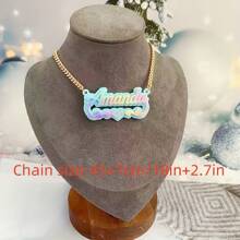Collar con nombre personalizado de acrílico, joyería con placa con nombre personalizado, collar con nombre para niños, collar personalizado, placa con nombre de acrílico colorido, regalo para mamá