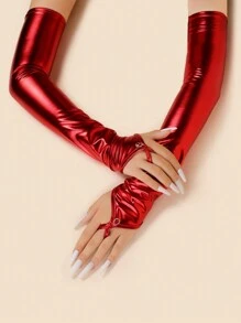 1 双漆涂层钩指手套，性感成人私密配饰，圣诞手套 - 彩色 - 查看 4