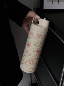 1 件 550ml/18.6oz 黄色花卉系列保温水瓶、杯子、翻盖饮水瓶、健身和户外运动水壶、学校用品、返校节日礼物 - 彩色 - 查看 5