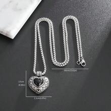 1 件新款复古心形 Gawu 盒项链，浪漫黑石可打开照片盒吊坠，周年纪念珠宝礼物 - 復古 - 查看 2