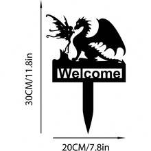 1 件龙花园仙女地址庭院标志金属龙花园桩龙地址标志龙钢园艺庭院装饰 - 黑色 - 查看 4