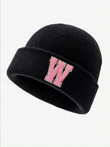 1pc 字母儿童针织帽，时尚百搭，柔软温暖，适合男孩女孩秋冬日常户外搭配。 - 黑色 - 查看 13